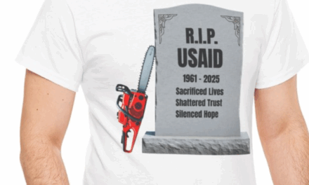 RIP USAID Headstone With Leaning Chain Saw T-Shirt