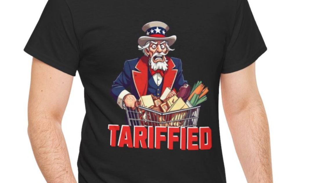 Tariffed Uncle Sam With Shopping Cart T-shirt