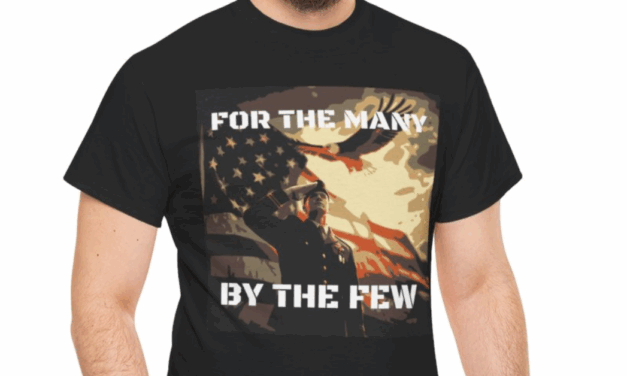 For The Many By The Few T-Shirt | Patriotic Saluting Soldier Design.