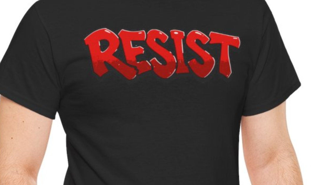 RESIST T-shirt – Bold Red Graffiti Letters