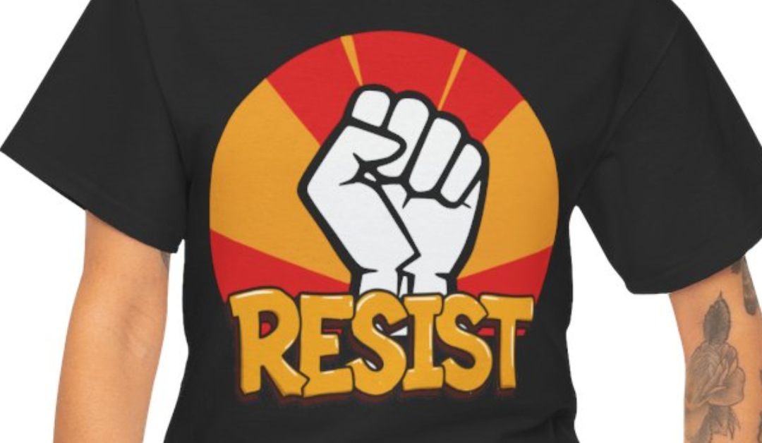 Resist Classic Fist T-shirt – Red and Orange Design