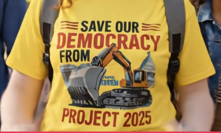 Save Our Democracy From  Project 2025 Protest Tee – Excavator and Capitol Graphic.