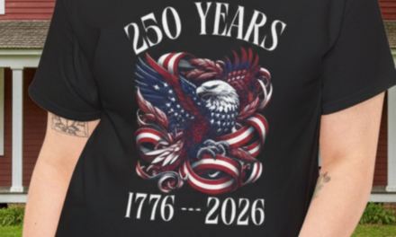 Patriotic Eagle Red and White Ribbons 250 Year Anniversary 1776-2026 T-Shirt