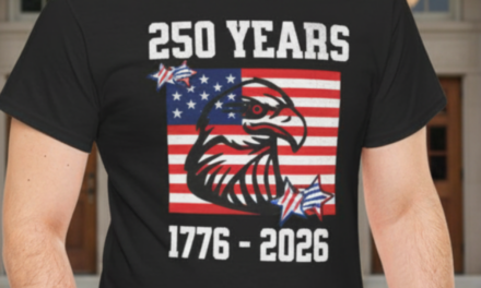 Eagle Head Line Art on Flag 250 Year Anniversary 1776-2026 T-Shirt