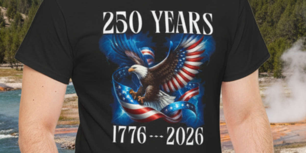 Soaring Patriotic Eagle and Ribbon 250 Year Anniversary 1776-2026 T-Shirt
