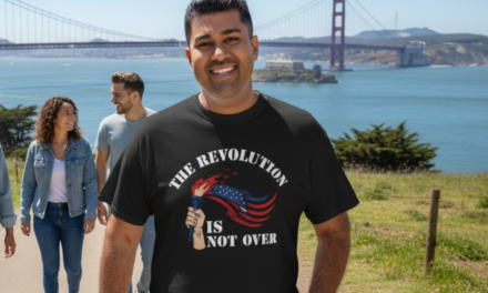 The Revolution Is Not Over Yet Protest Tee – Torch and Flag Graphic
