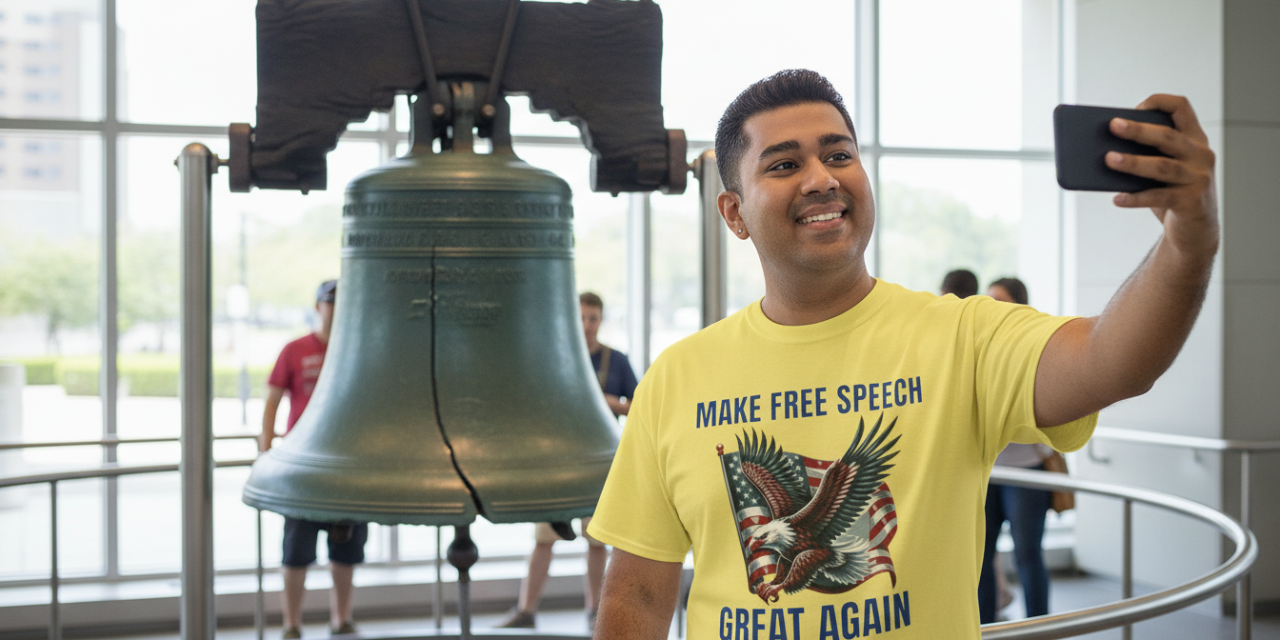 Make Free Speech Great Again Protest Tee – US Flag and Eagle Graphic