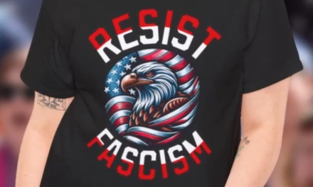 Resist Fascism Protest Tee- Bold Flag Wrapped Eagle Graphic