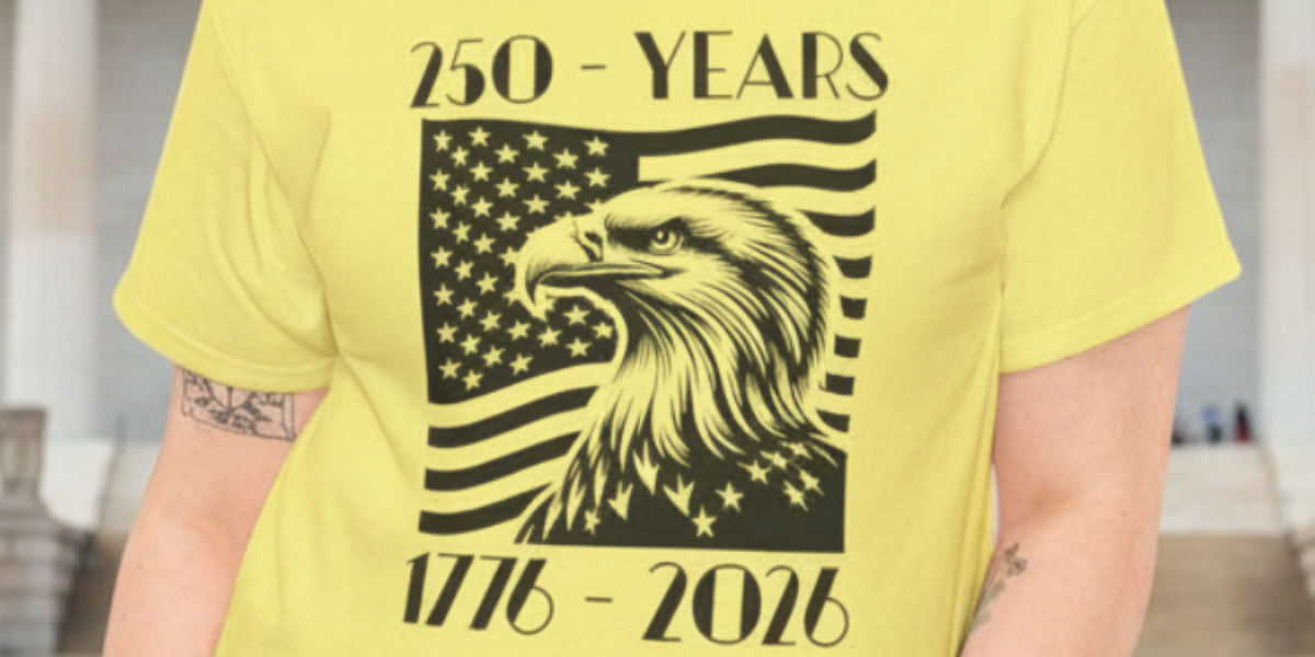 Eagle Head and Flag One Color 250 Year Anniversary 1776-2026 Tee