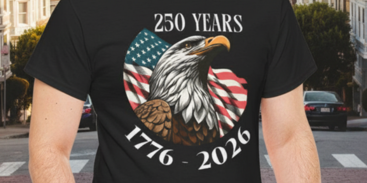 Eagle Head and Flag Semi Circle 250 Year Anniversary 1776-2026 Tee