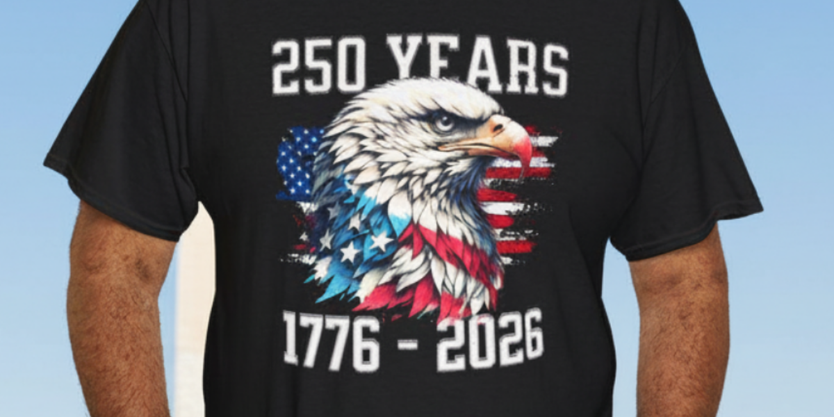 Ruffled Eagle Head and Tattered Flag 250 Year Anniversary 1776-2026 Tee